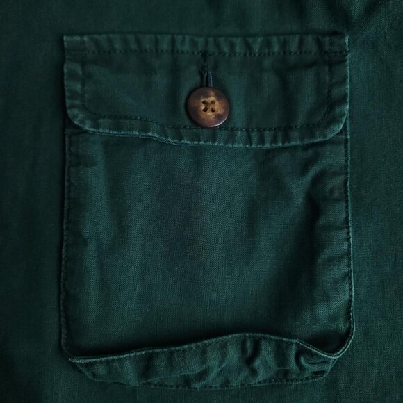 Vintage 90s Banana Republic forest green leather collar field chore barn coat - Picture 4 of 5